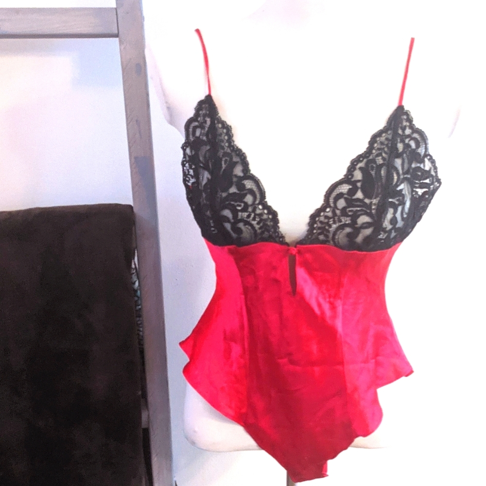 Vintage 90s Victorias Secret Red Lace/ Silk Teddy
